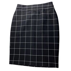 Ann Taylor Skirt A-Line Windowpane Black and White Lined Size 4 Preppy Corpcore